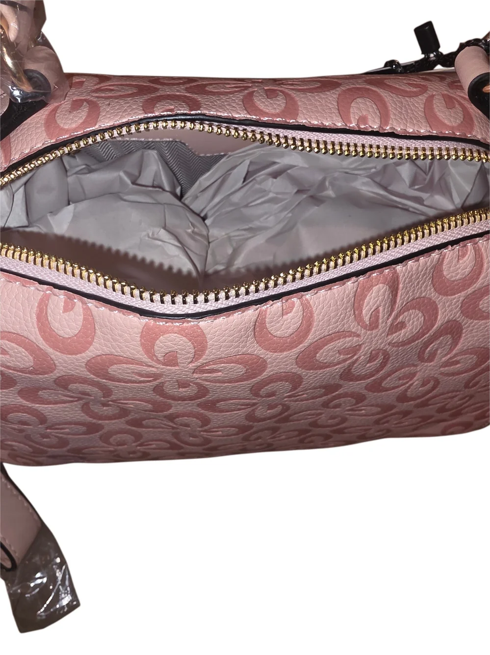 Brand New - Pink Patterned Top-Handle Satchel Bag with Matching Wallet & Strap